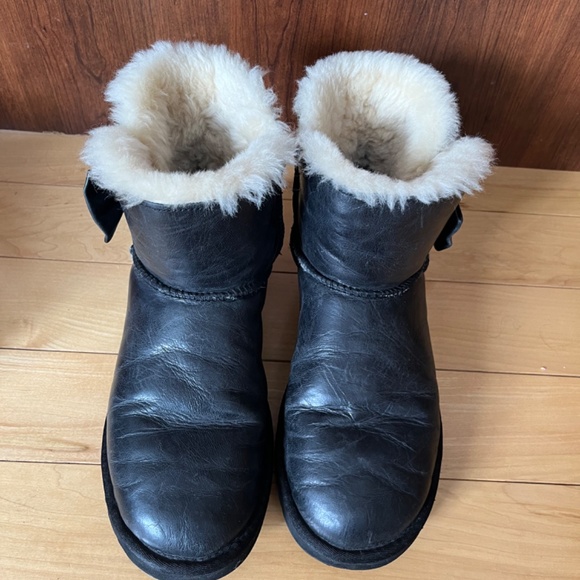 UGG Leather Mini Crystal Bow Boots - Picture 3 of 6